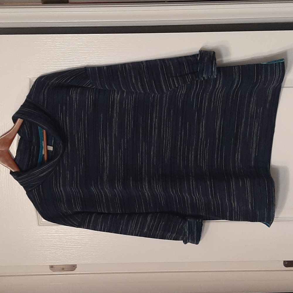 T By Talbot's Pullover - XLP -  Mainly Navy, White, Purple, Turquoise - EUC